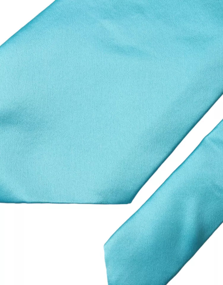 Dolce & Gabbana Light Blue Satin Silk Tie for Men, Wide and Adjustable