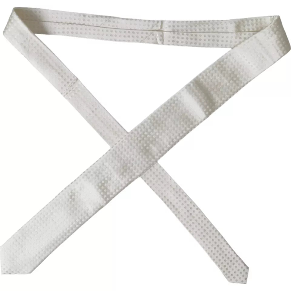 Dolce & Gabbana White Polka Dot Silk Tie Classic Adjustable for Men