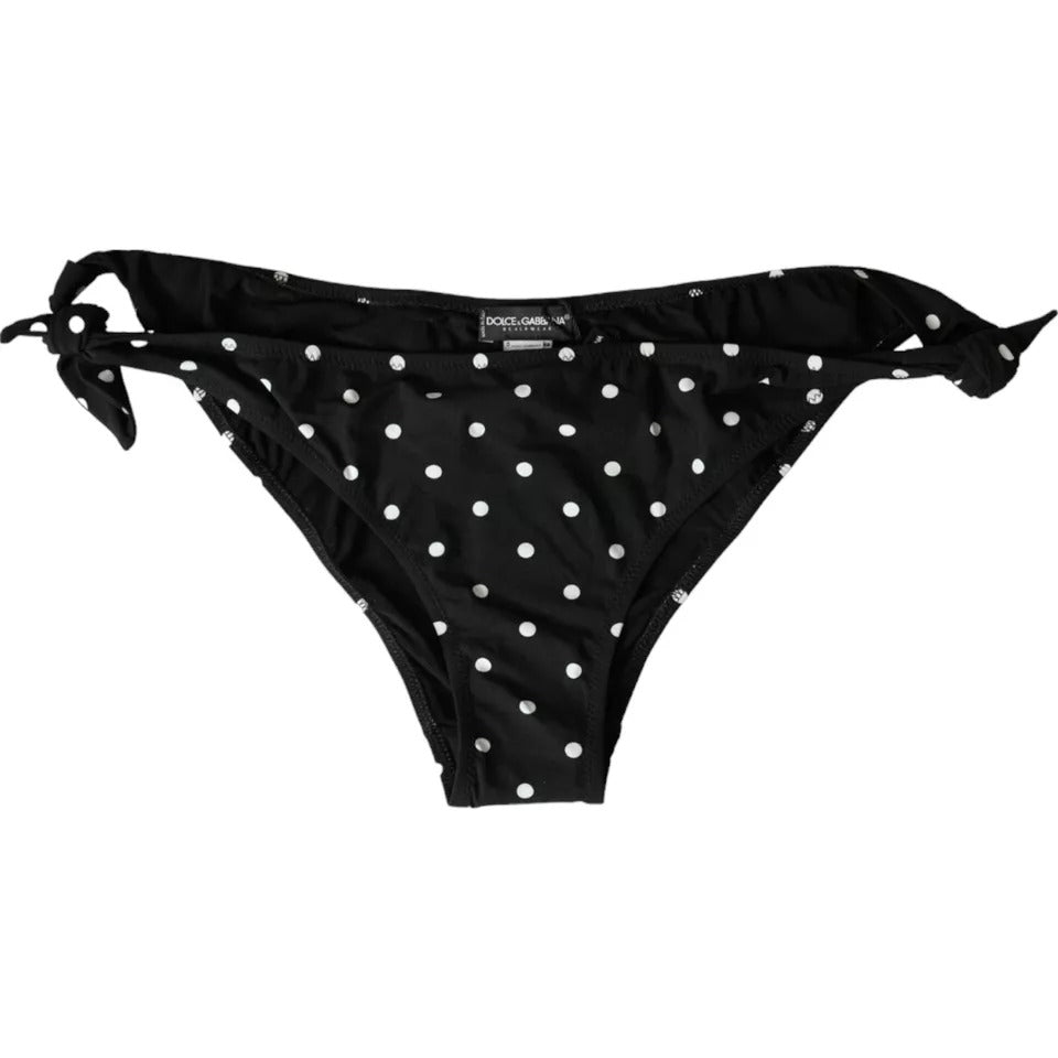 Dolce & Gabbana Black Polka Dot Swimsuit Swimsuit Bottom Bikini