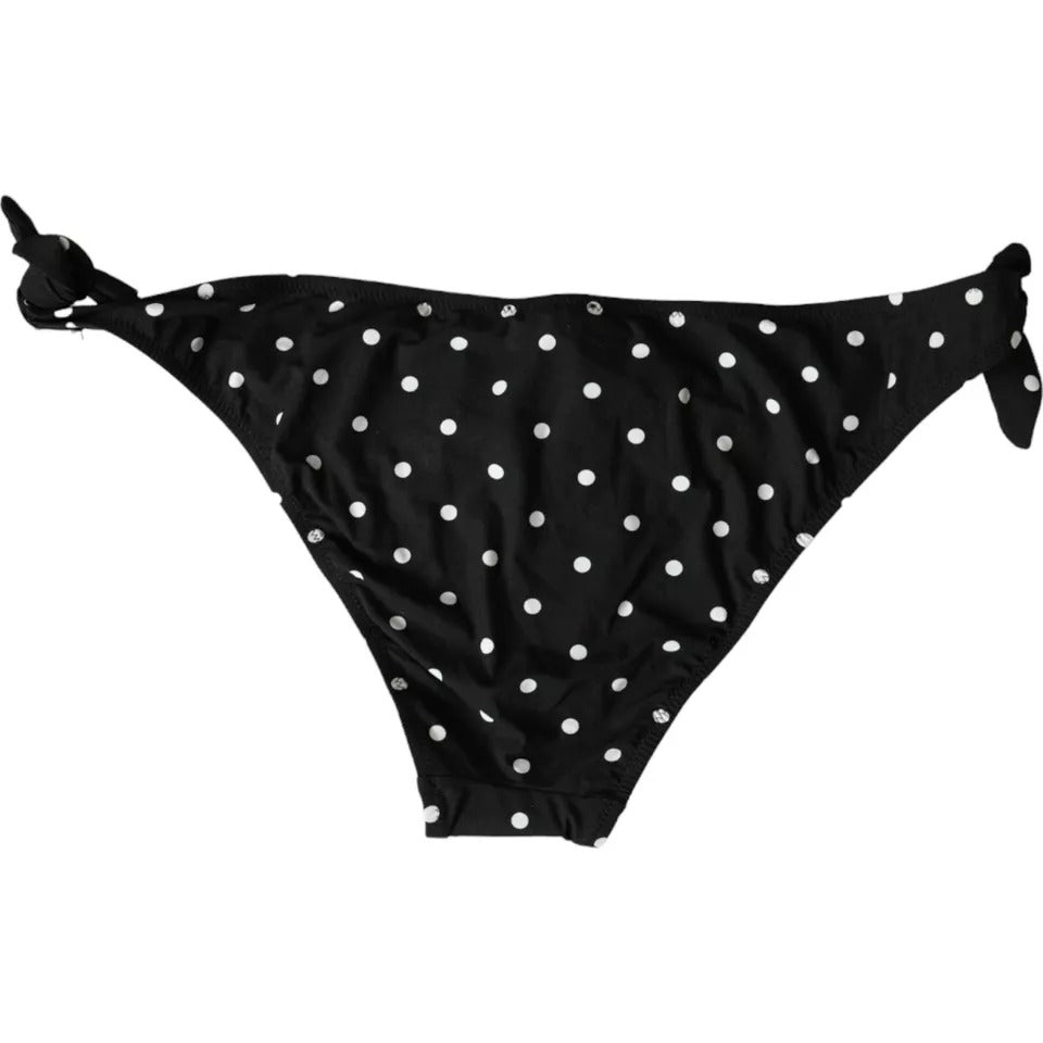 Dolce & Gabbana Black Polka Dot Swimsuit Swimsuit Bottom Bikini