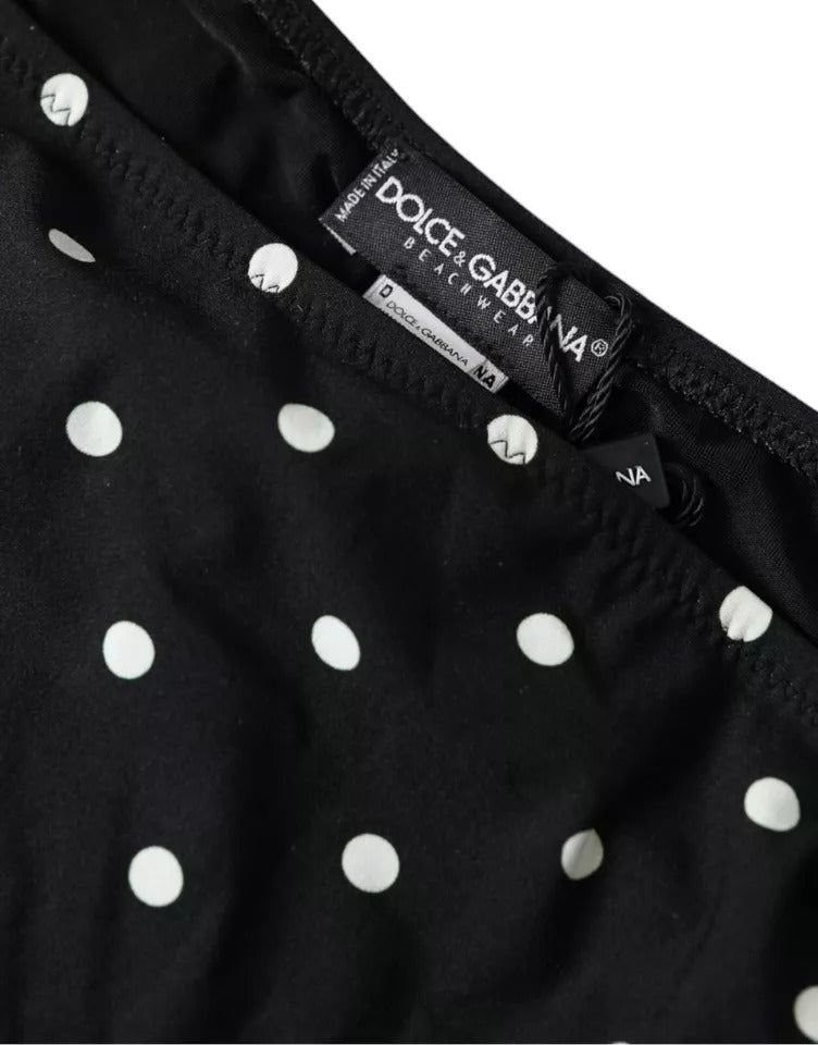 Dolce & Gabbana Black Polka Dot Swimsuit Swimsuit Bottom Bikini