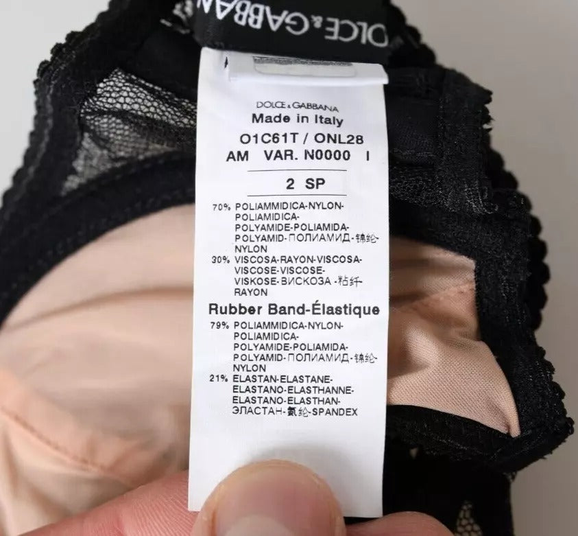 Dolce & Gabbana Black Floral Lace Nylon Balconette Bra Underwear