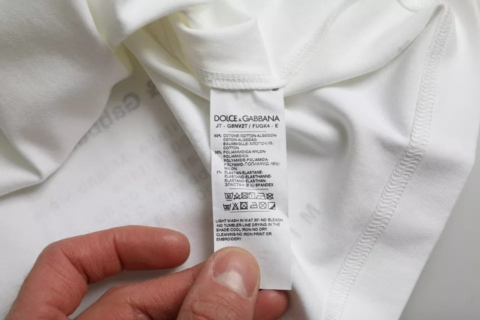 Dolce & Gabbana Men's White Cotton T-Shirt with Red Lips