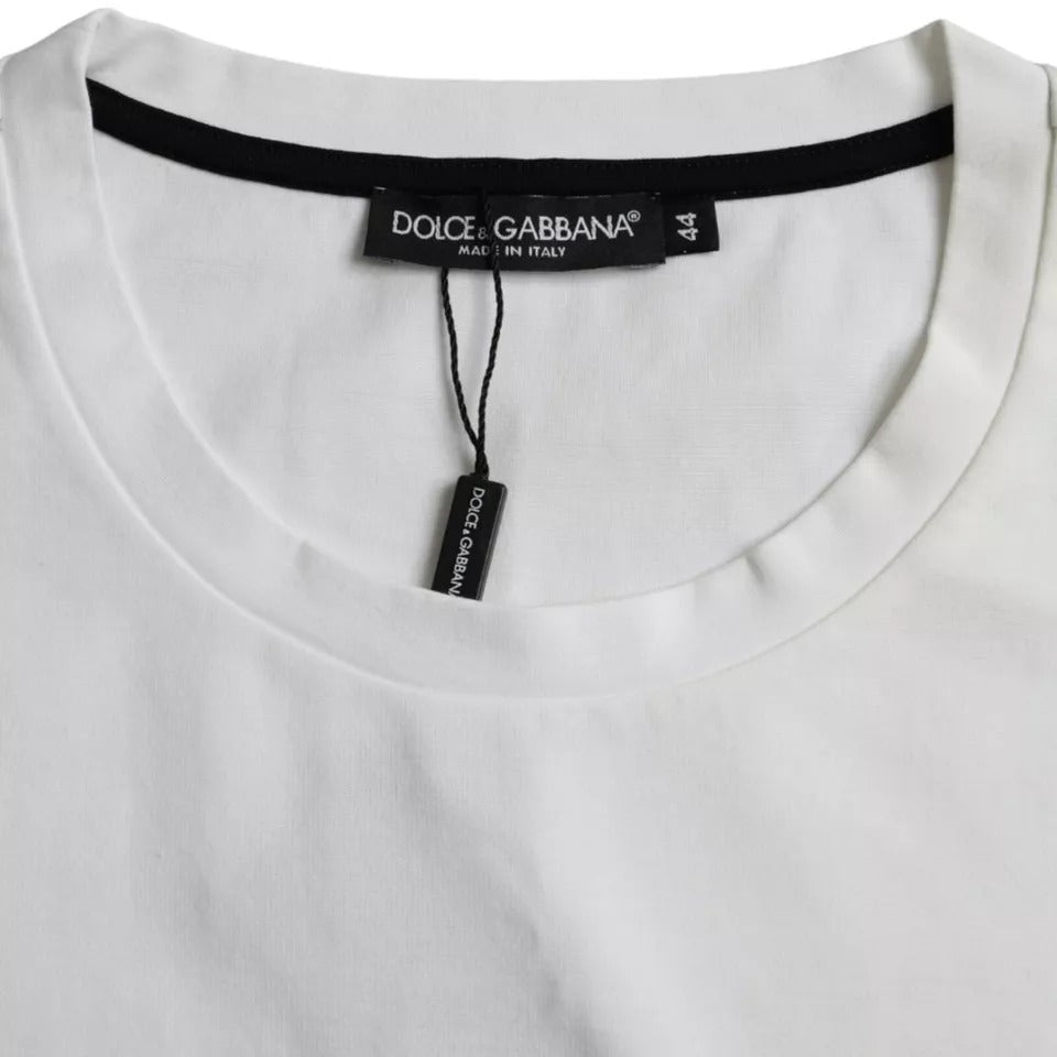 Dolce & Gabbana Men's White Cotton T-Shirt with Red Lips