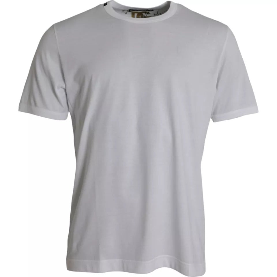 Dolce & Gabbana Weißes Baumwoll-T-Shirt mit Rundhalsausschnitt und kurzen Ärmeln