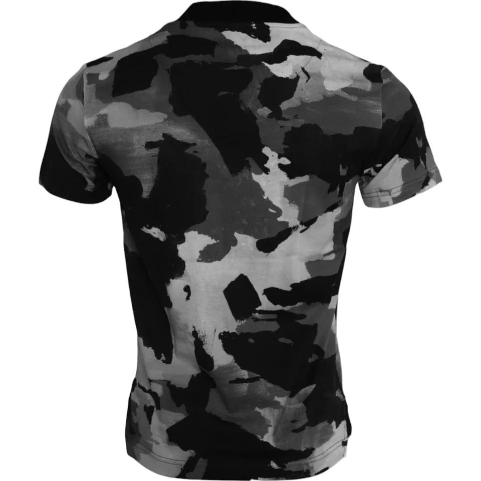 Dolce & Gabbana Multicolor Camouflage Cotton T-Shirt with Round Neck