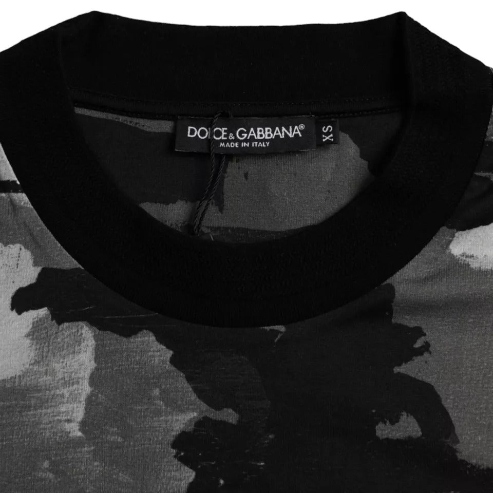 Dolce & Gabbana Multicolor Camouflage Cotton T-Shirt with Round Neck