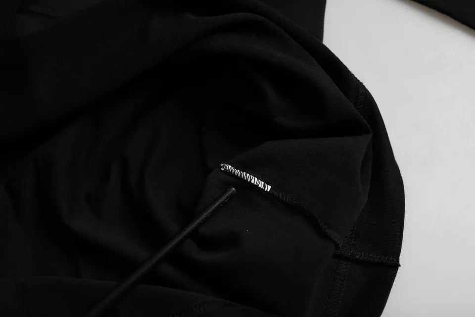 Dolce & Gabbana Black Cotton Crew Neck T-Shirt with Embossed Logo