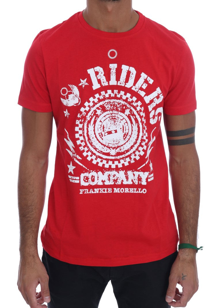 Frankie Morello Red Cotton Crew Neck RIDERS T-Shirt