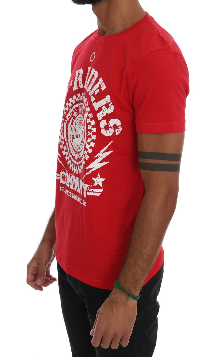 Frankie Morello Red Cotton Crew Neck RIDERS T-Shirt