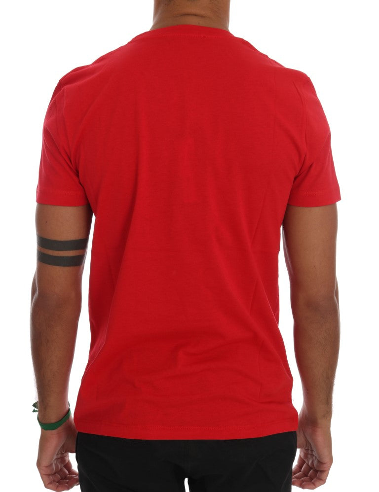 Frankie Morello Red Cotton Crew Neck RIDERS T-Shirt