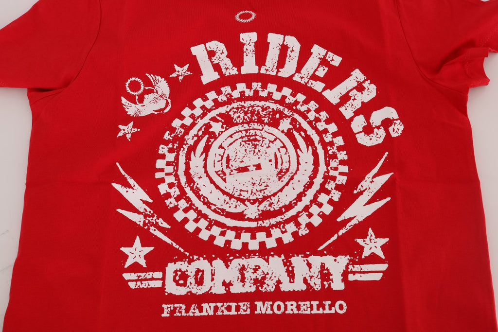 Frankie Morello Red Cotton Crew Neck RIDERS T-Shirt