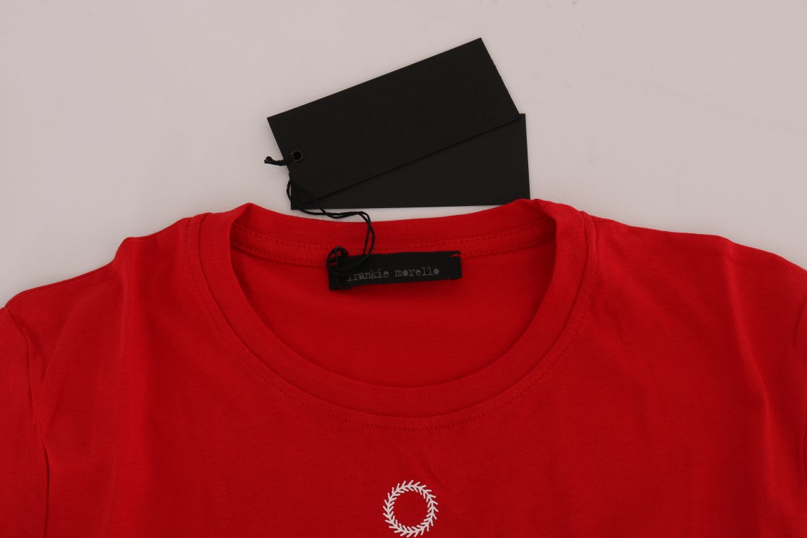 Frankie Morello Red Cotton Crew Neck RIDERS T-Shirt