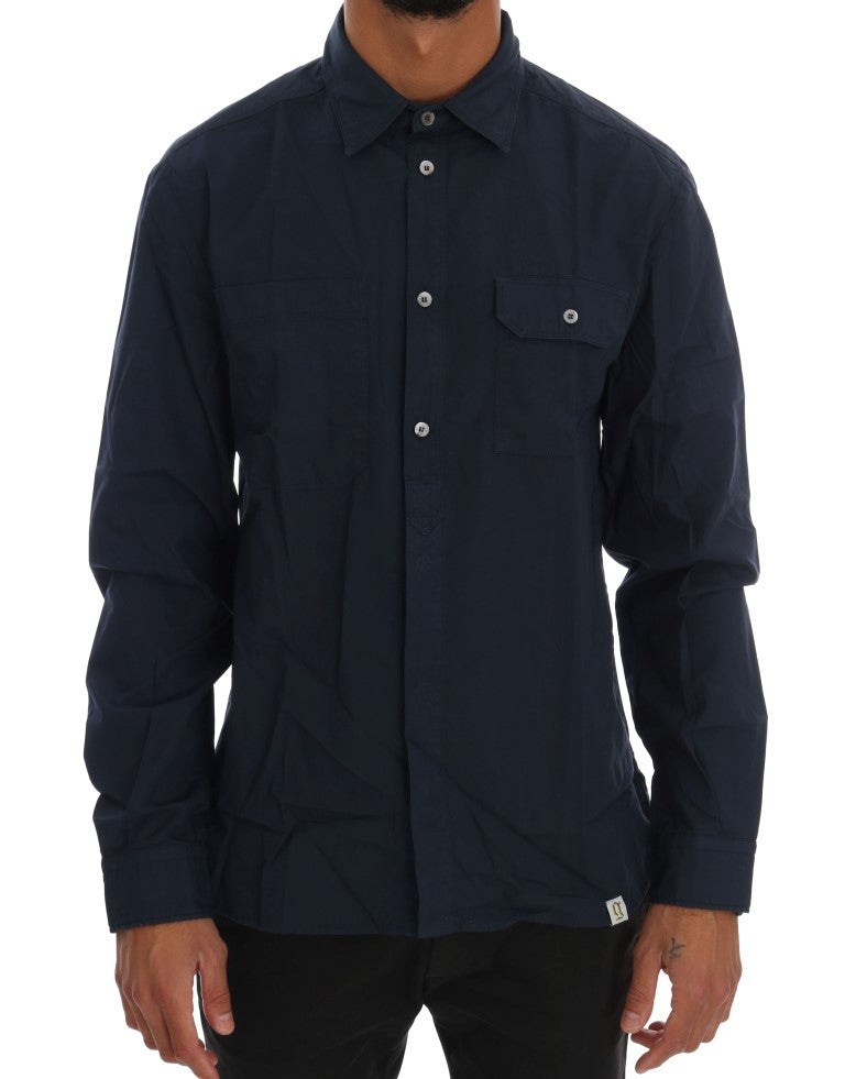John Galliano Blue Cotton Long Sleeve Casual Shirt