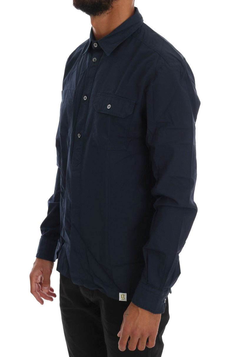John Galliano Blue Cotton Long Sleeve Casual Shirt