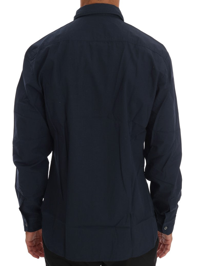 John Galliano Blue Cotton Long Sleeve Casual Shirt
