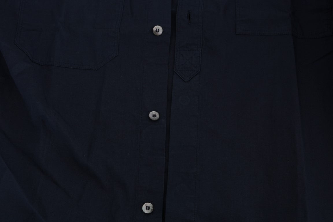 John Galliano Blue Cotton Long Sleeve Casual Shirt