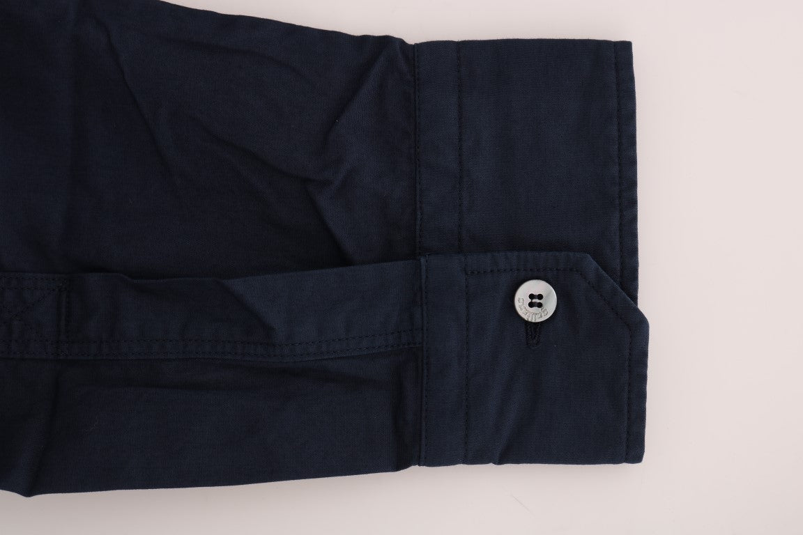 John Galliano Blue Cotton Long Sleeve Casual Shirt