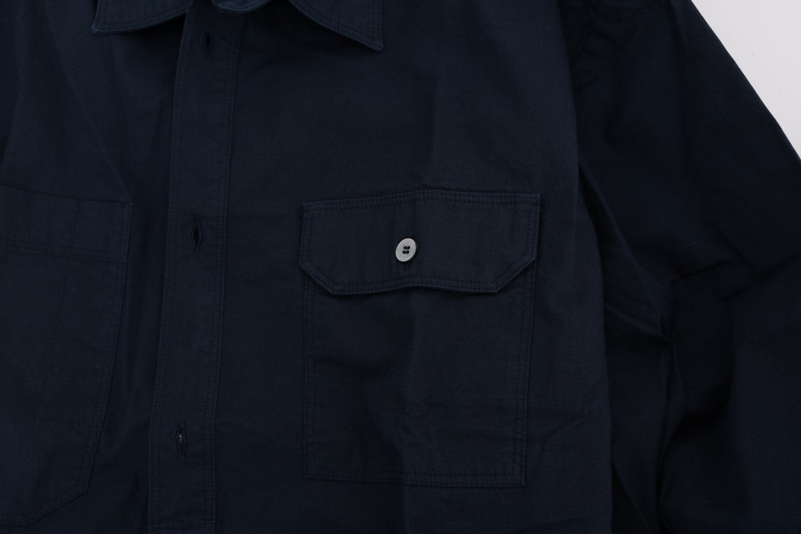 John Galliano Blue Cotton Long Sleeve Casual Shirt
