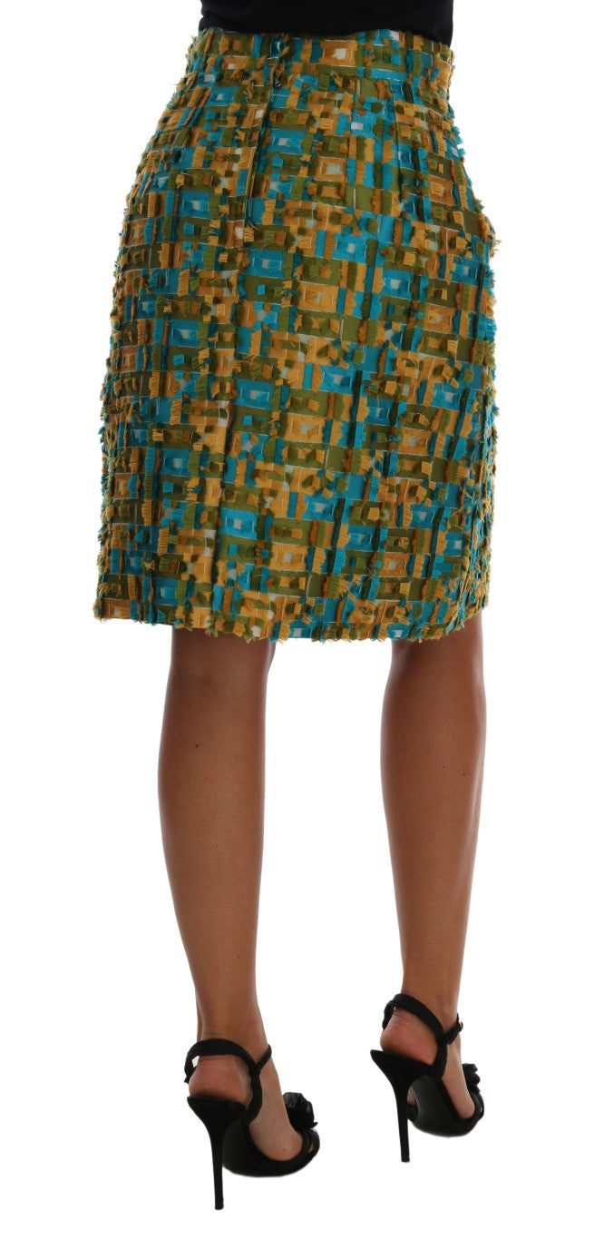 Dolce & Gabbana Multicolored Straight Jacquard Pencil Skirt