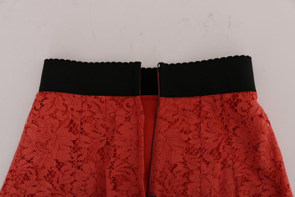 Dolce & Gabbana Orange Makramee-Spitzen-Bleistiftrock