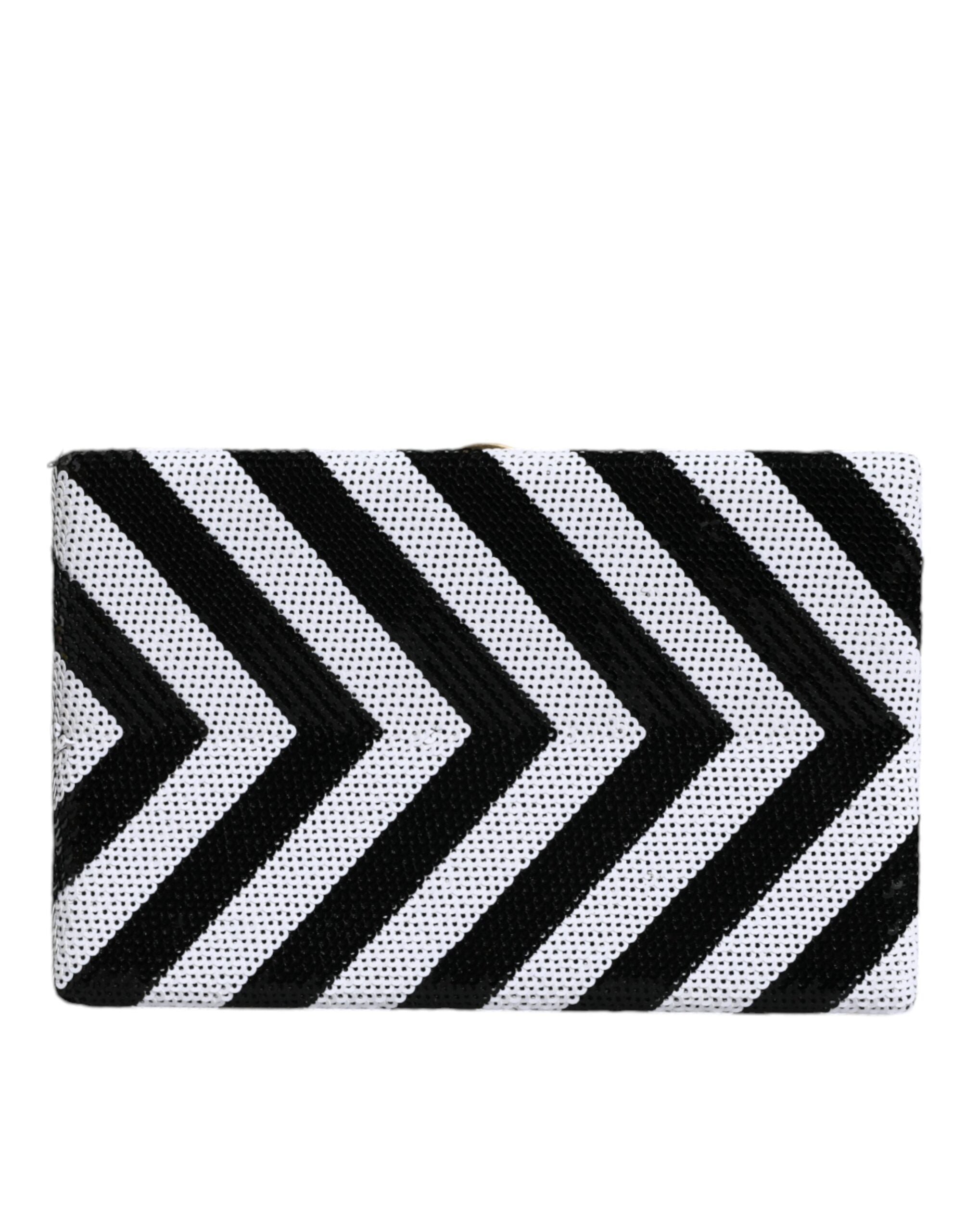 Dolce & Gabbana Black White Gold Frame Clutch Evening Party Handbag