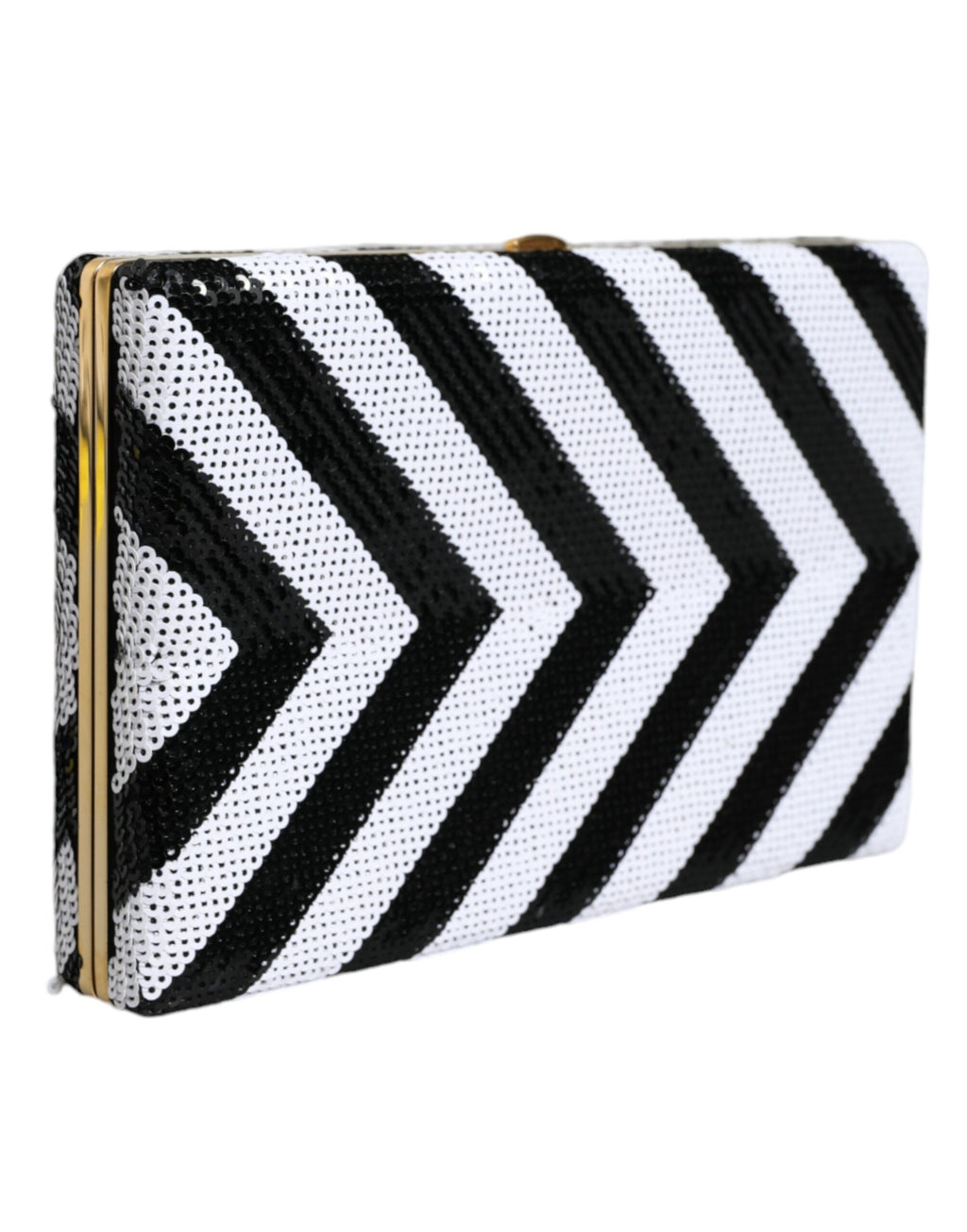 Dolce & Gabbana Black White Gold Frame Clutch Evening Party Handbag