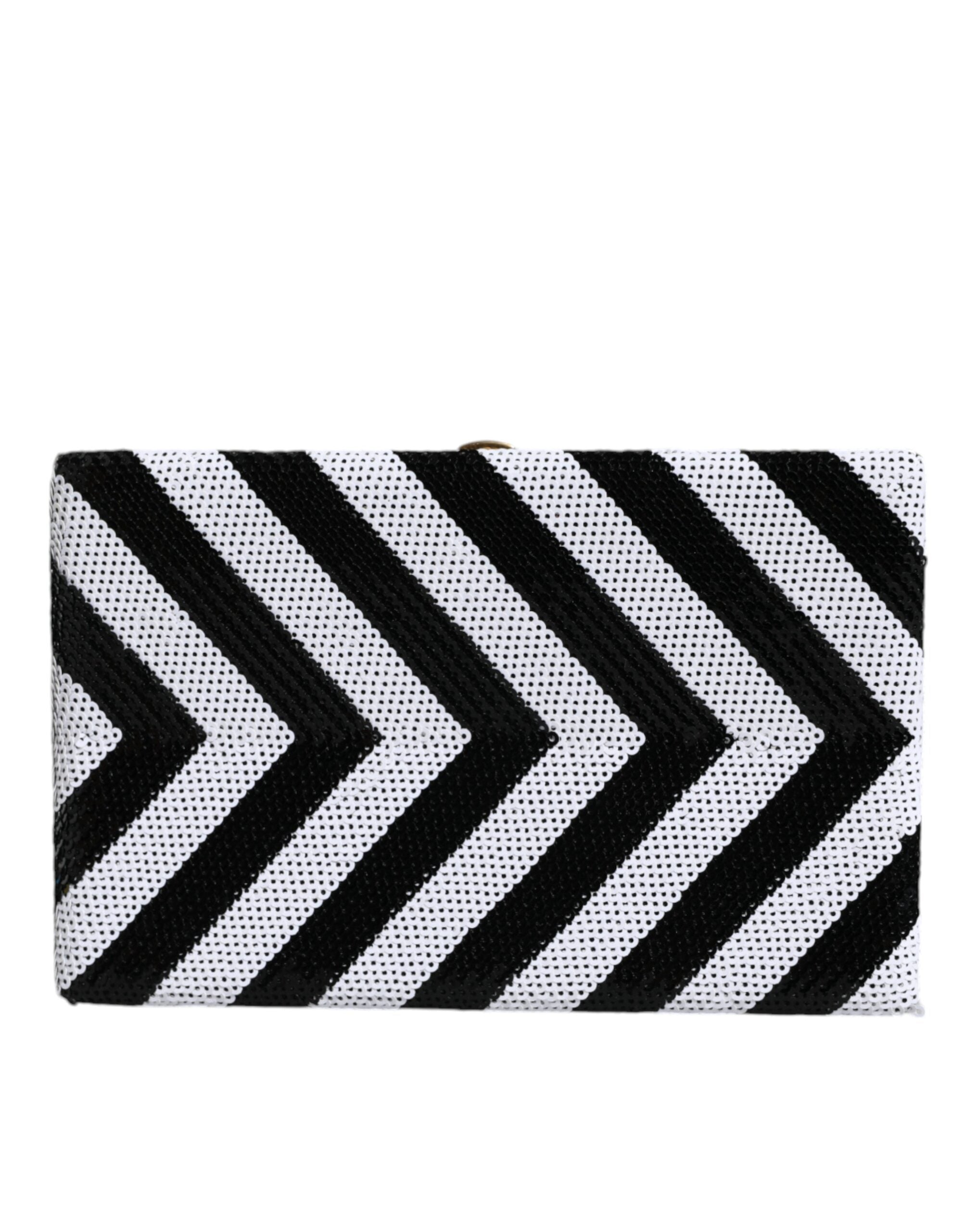 Dolce & Gabbana Black White Gold Frame Clutch Evening Party Handbag