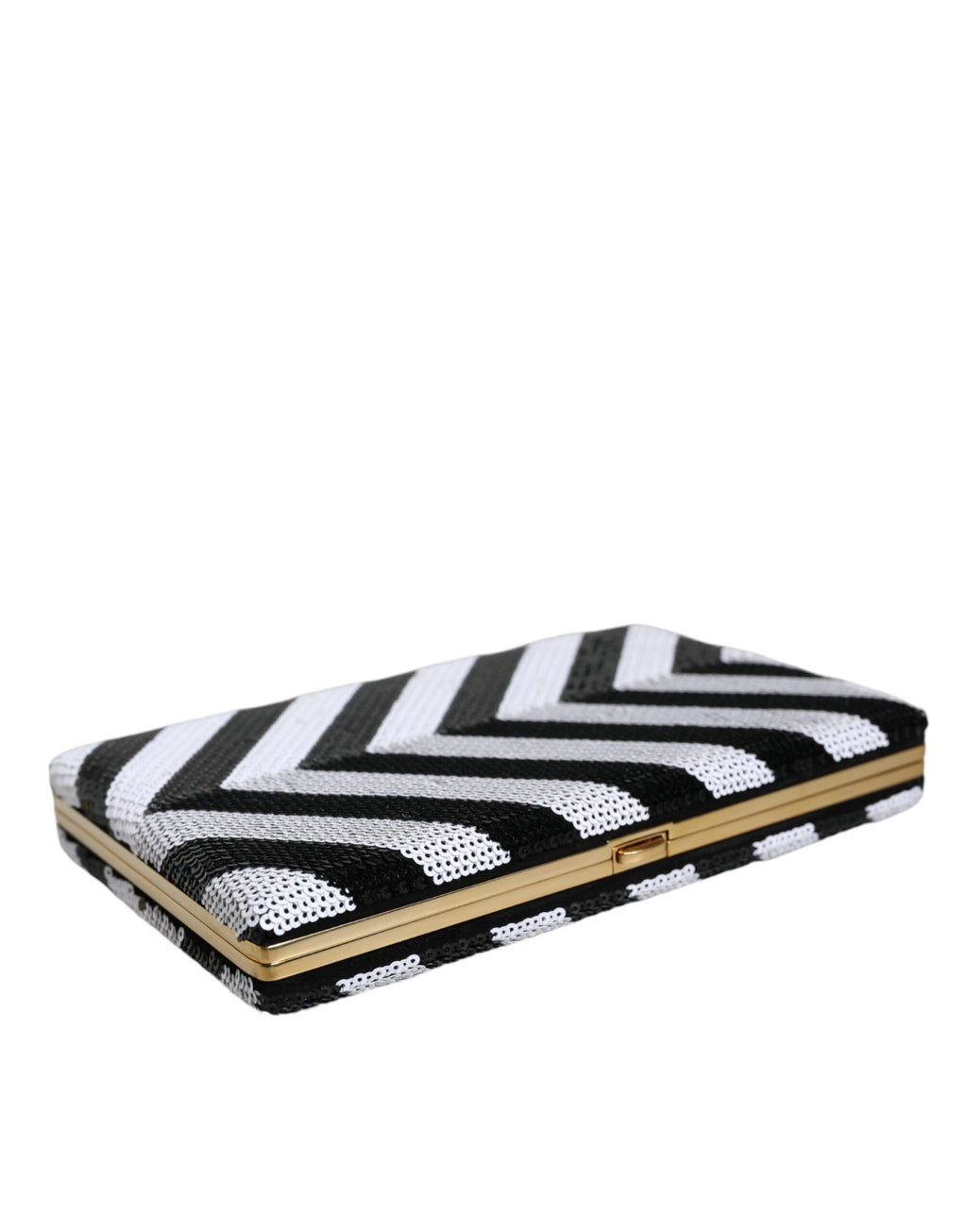 Dolce & Gabbana Black White Gold Frame Clutch Evening Party Handbag