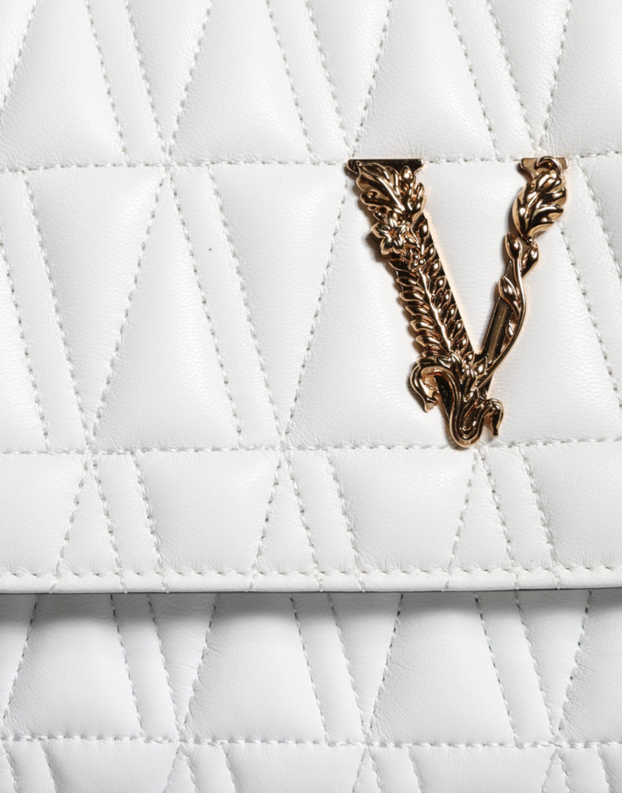 Versace Weiße Mini-Nappaleder-Crossbody-Umhängetasche