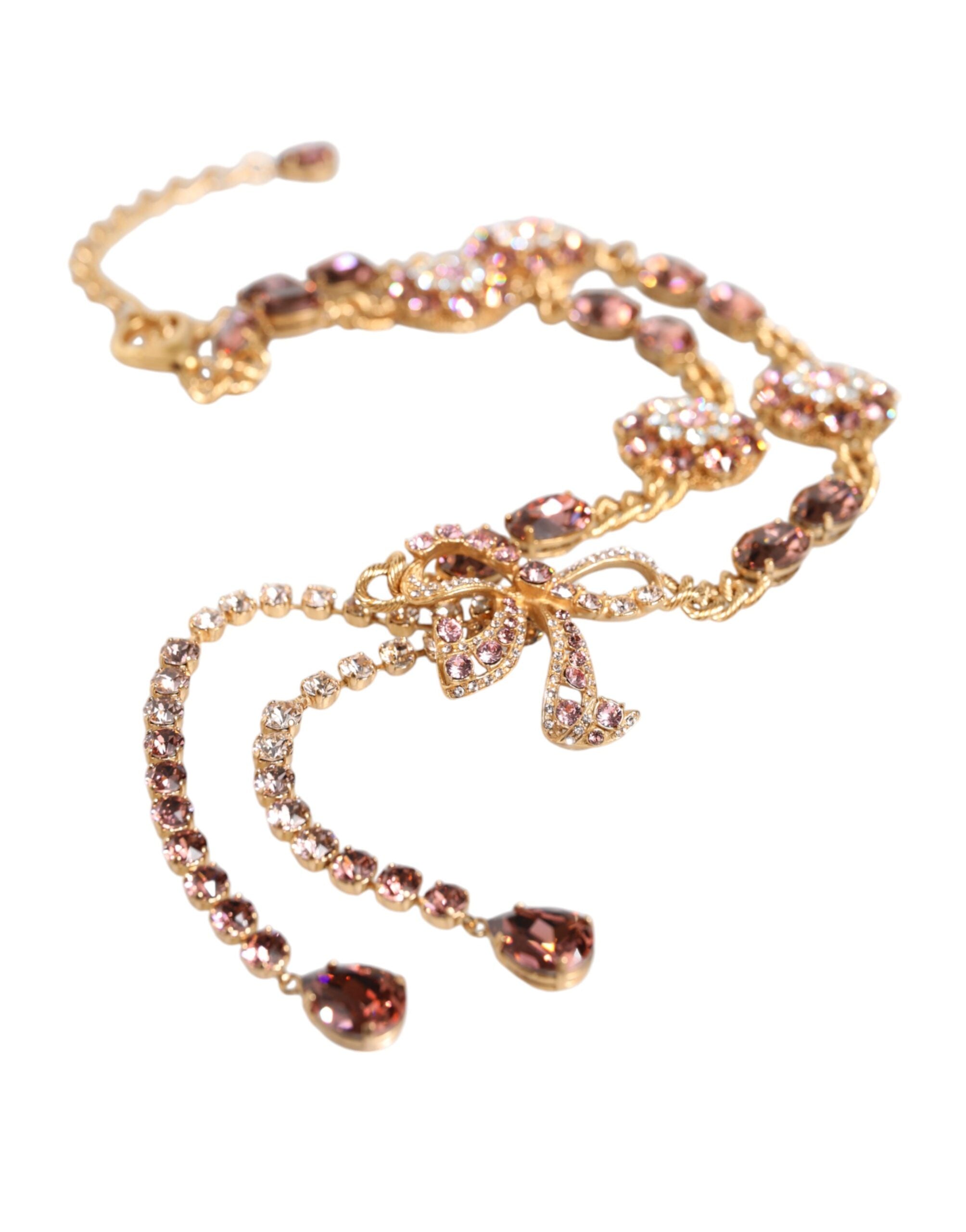 Dolce & Gabbana Gold-Tone Crystal-Embellished Brass Belt