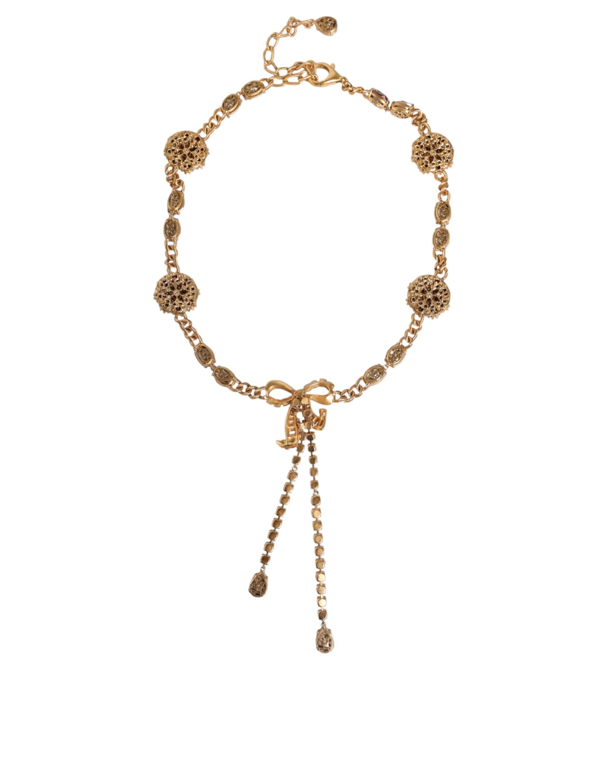 Dolce & Gabbana Gold-Tone Crystal-Embellished Brass Belt