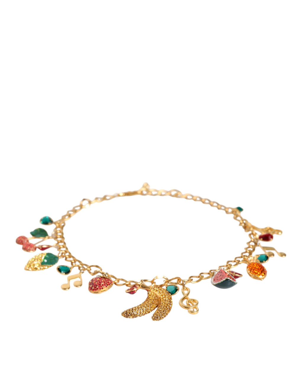 Dolce & Gabbana Gold-Ton Messing Fruchtige Kristall verschönert Taille Kette Gürtel
