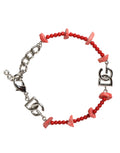 Dolce & Gabbana Silver-tone Brass Pearl Resin DG Logo Chain Bracelet