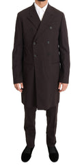Dolce & Gabbana Bordeauxfarbener Woll-Stretch-Anzug, lang, 3-teilig