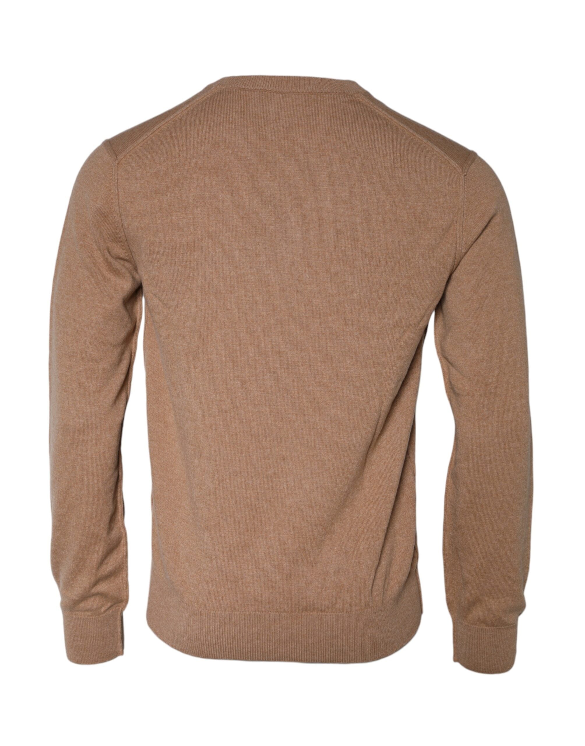 Dolce & Gabbana Brown Cashmere V-Neck Sweater