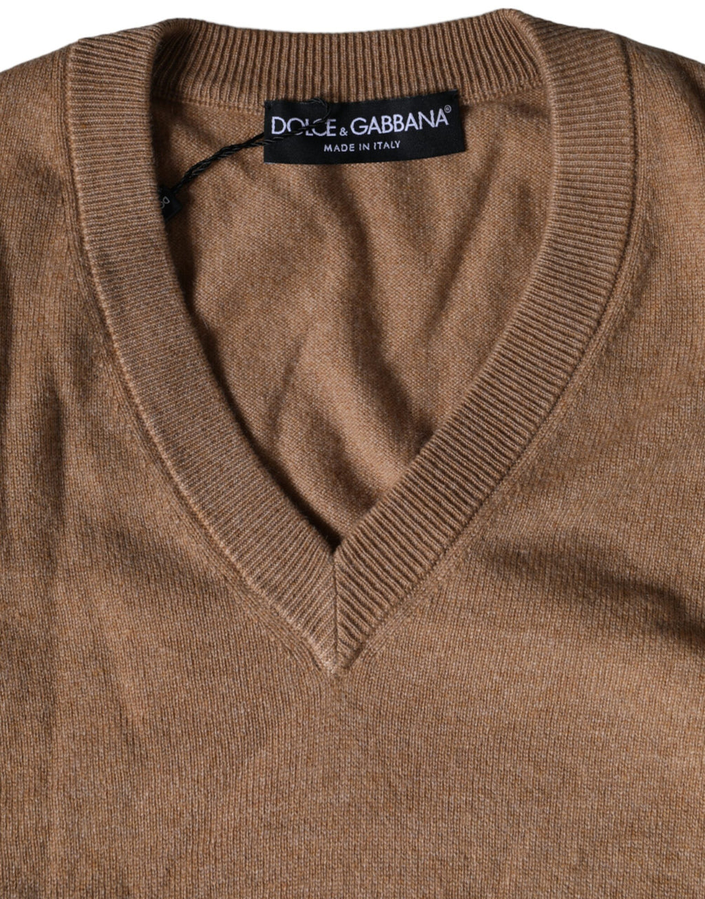 Dolce & Gabbana Brown Cashmere V-Neck Sweater