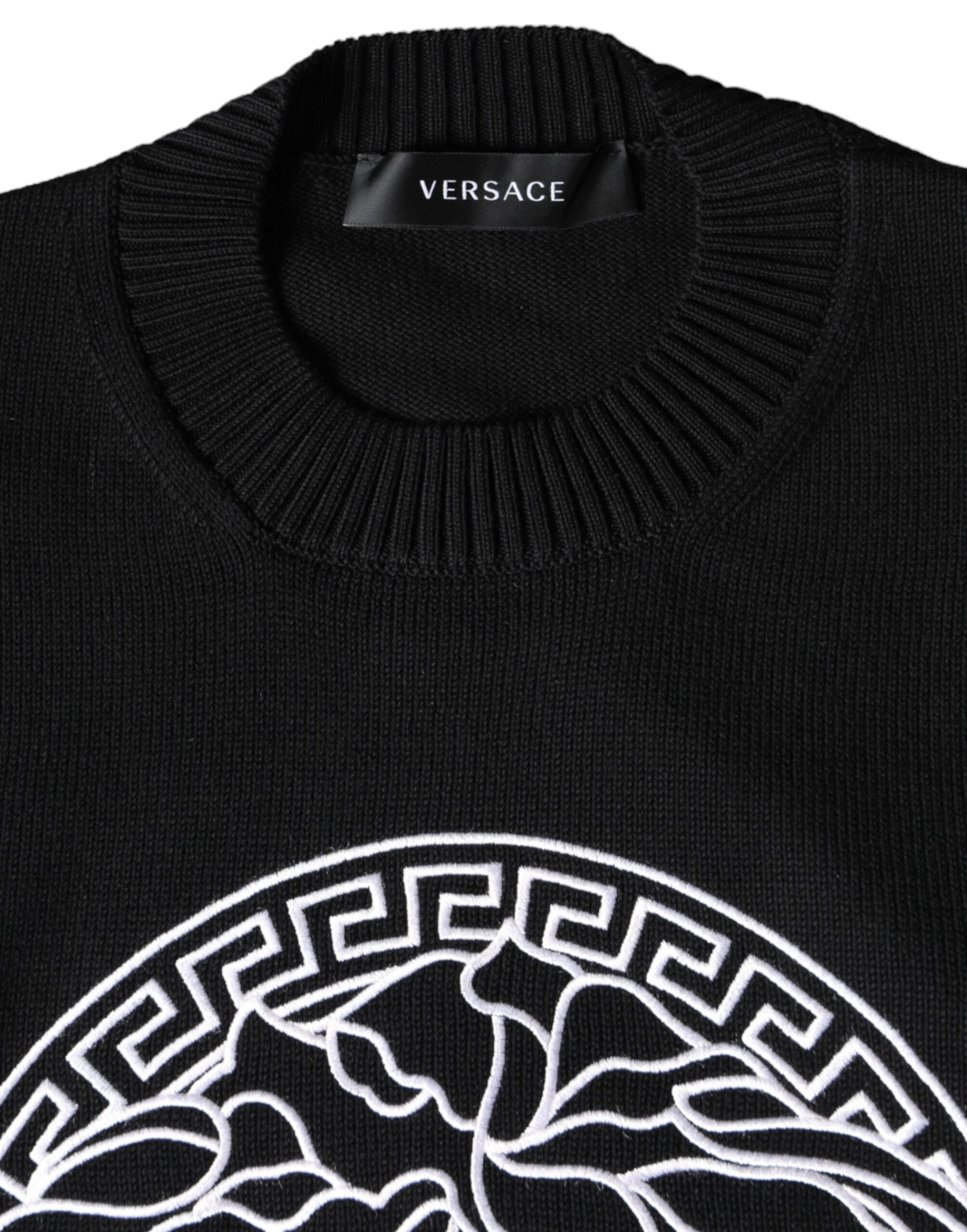 Versace Black Medusa Embroidered Crewneck Jumper