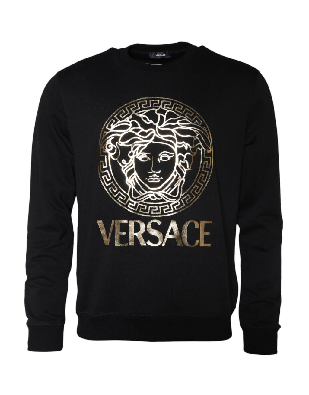 Versace Black Medusa Fleece Cotton Crew Neck Sweatshirt