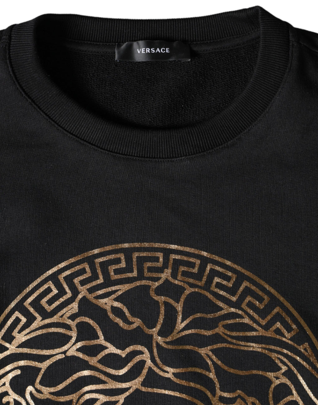 Versace Black Medusa Fleece Cotton Crew Neck Sweatshirt