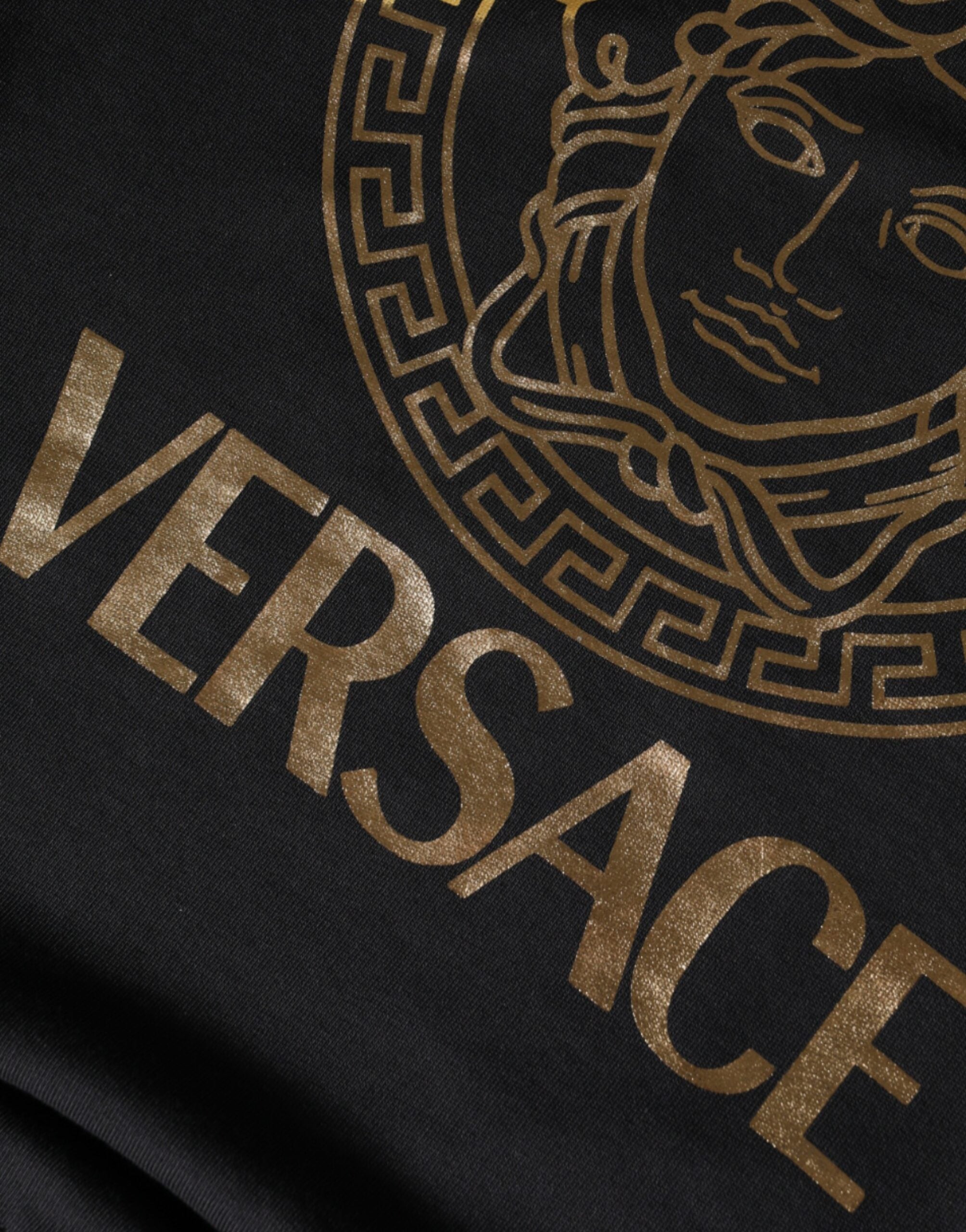 Versace Black Medusa Fleece Cotton Crew Neck Sweatshirt