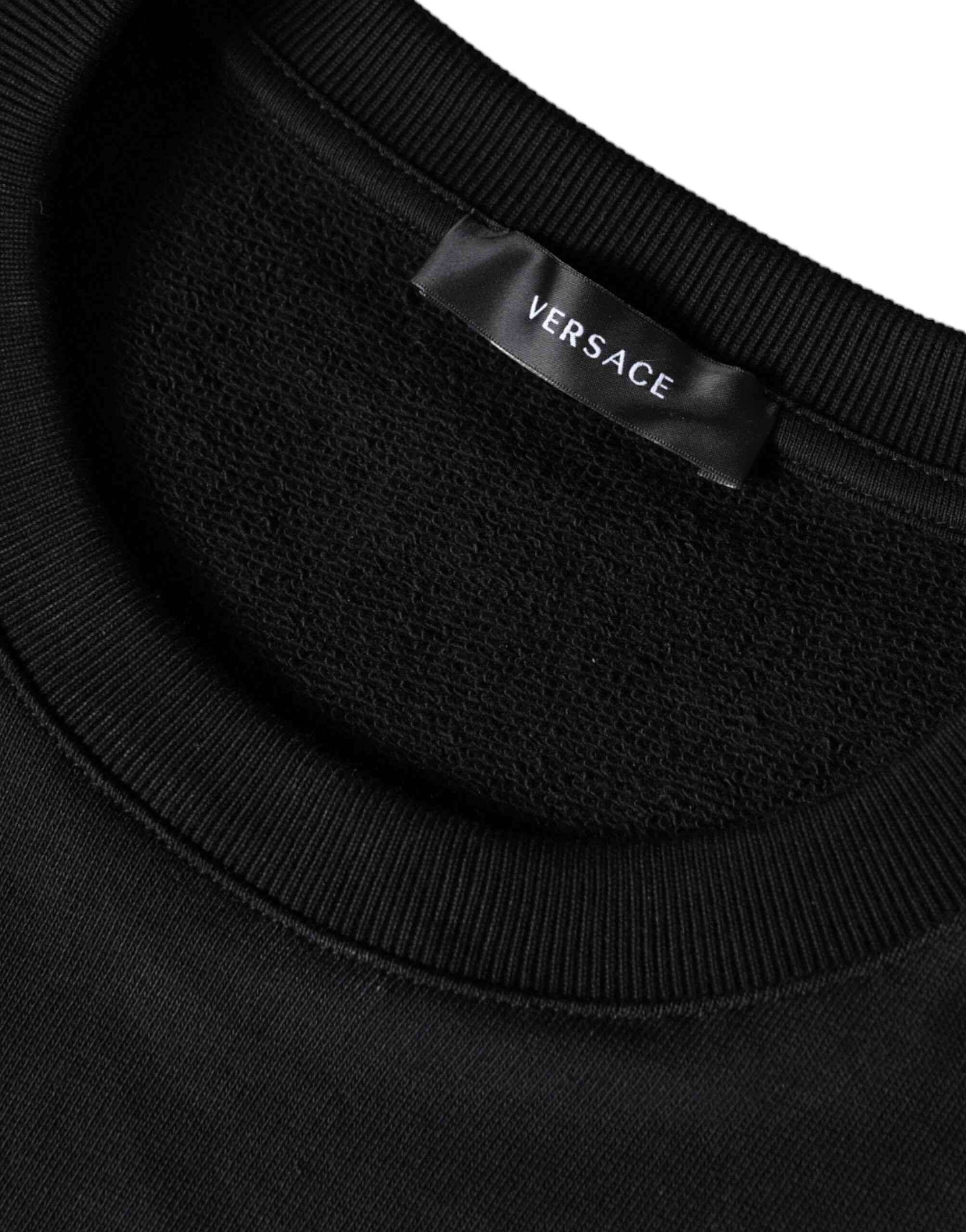Versace Black Medusa Fleece Cotton Crew Neck Sweatshirt