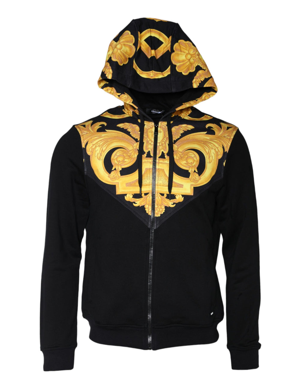 Versace Black Medusa Print Cotton Full Zip Hoodie Sweatshirt