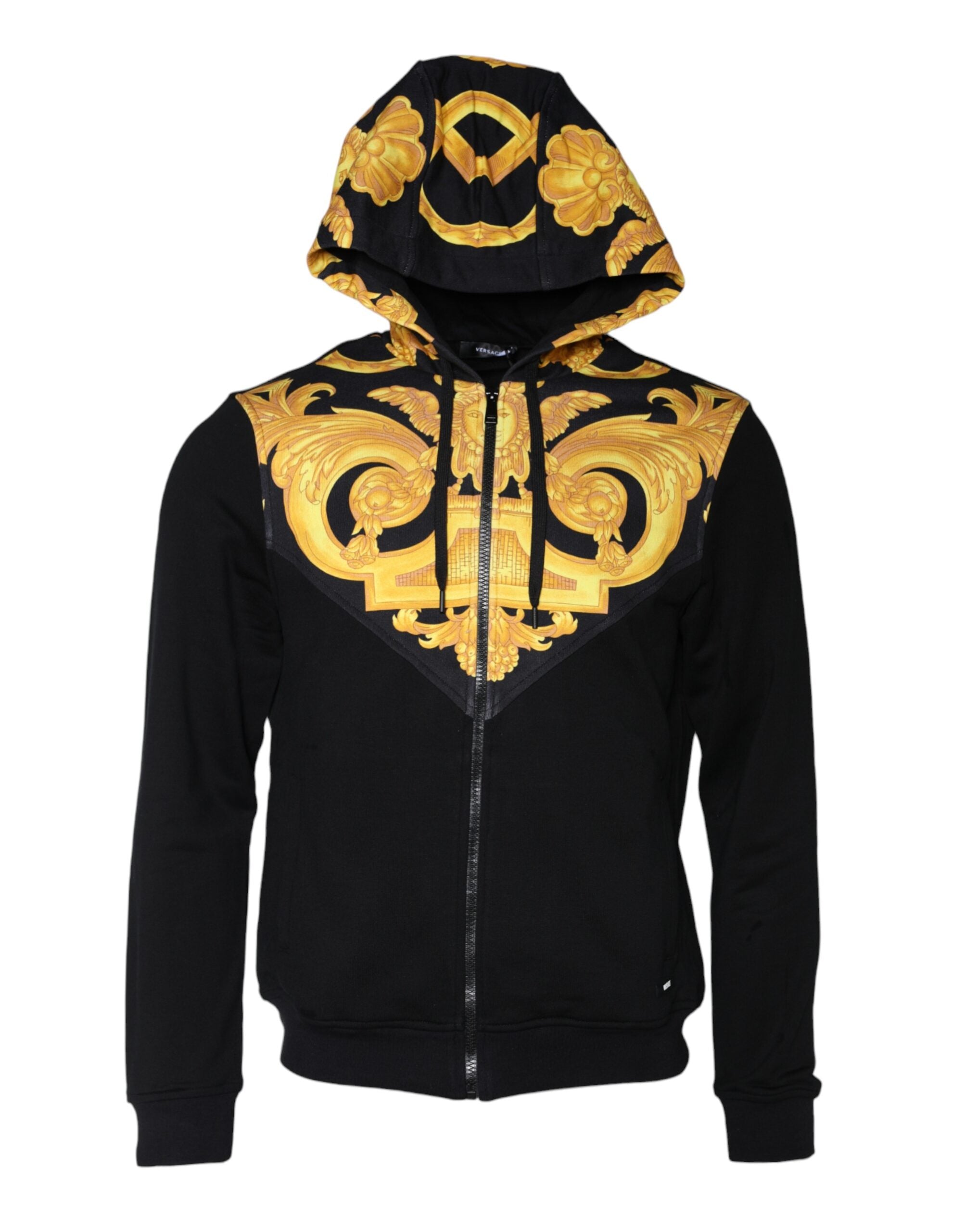 Versace Black Medusa Print Cotton Full Zip Hoodie Sweatshirt