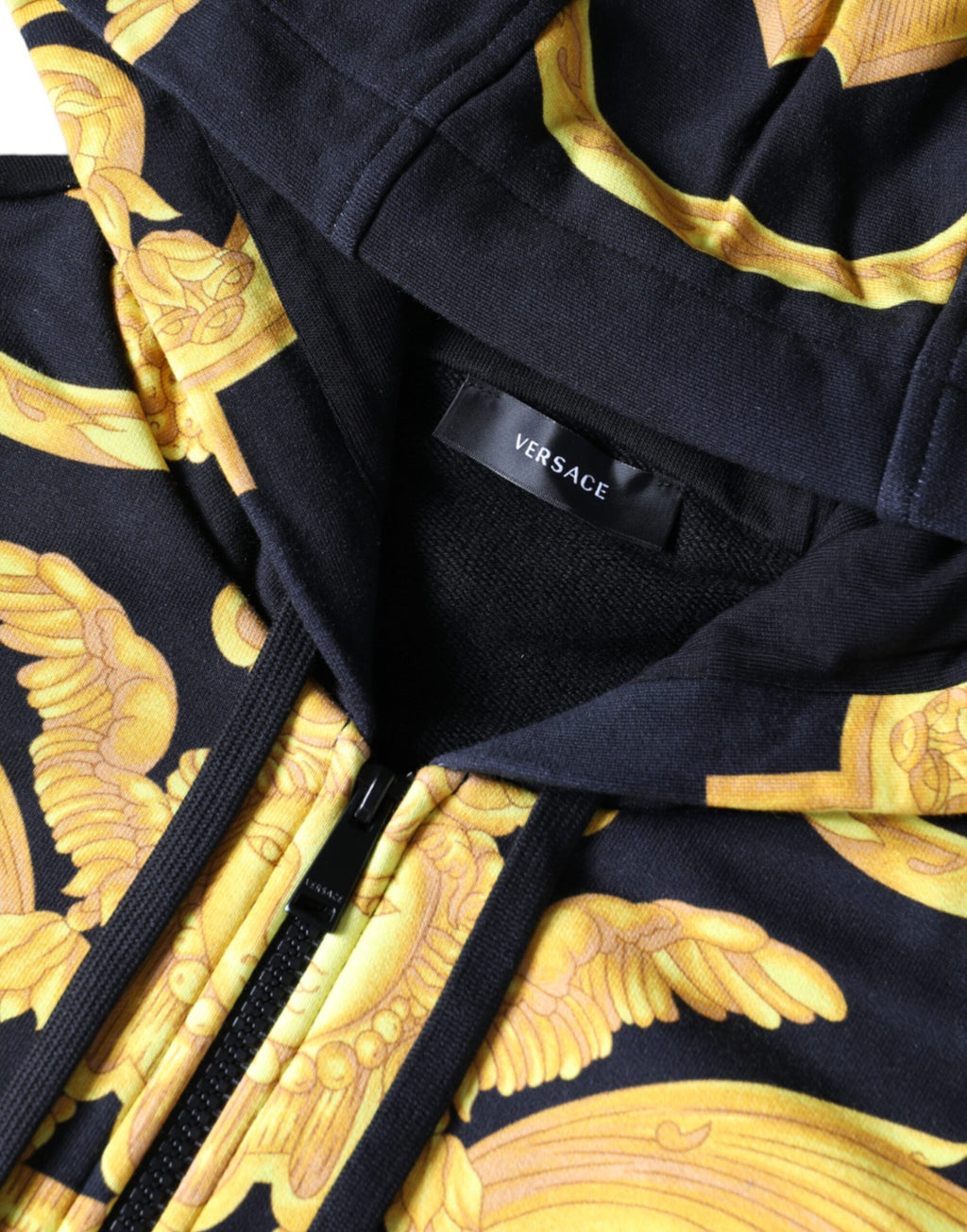 Versace Black Medusa Print Cotton Full Zip Hoodie Sweatshirt