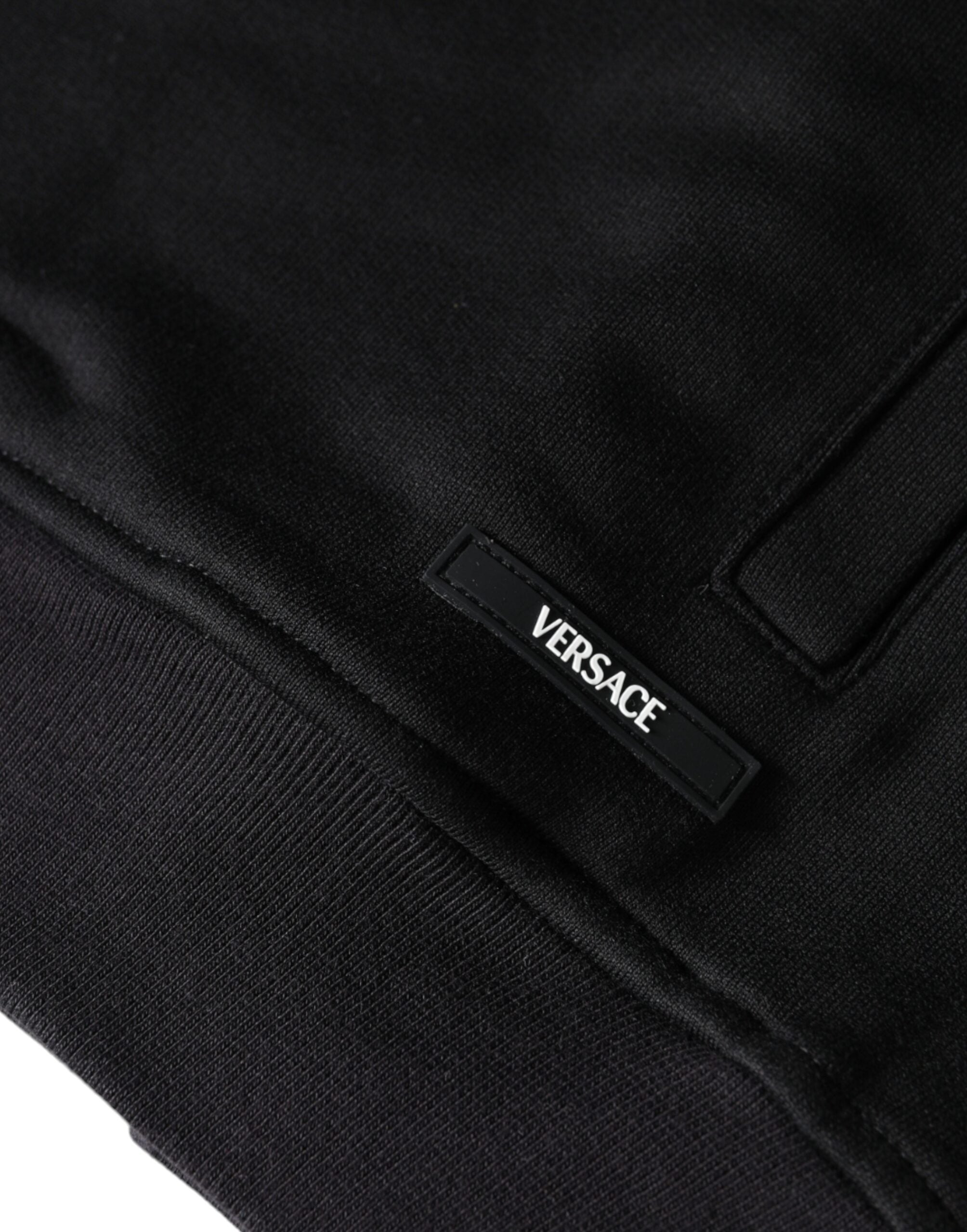 Versace Black Medusa Print Cotton Full Zip Hoodie Sweatshirt