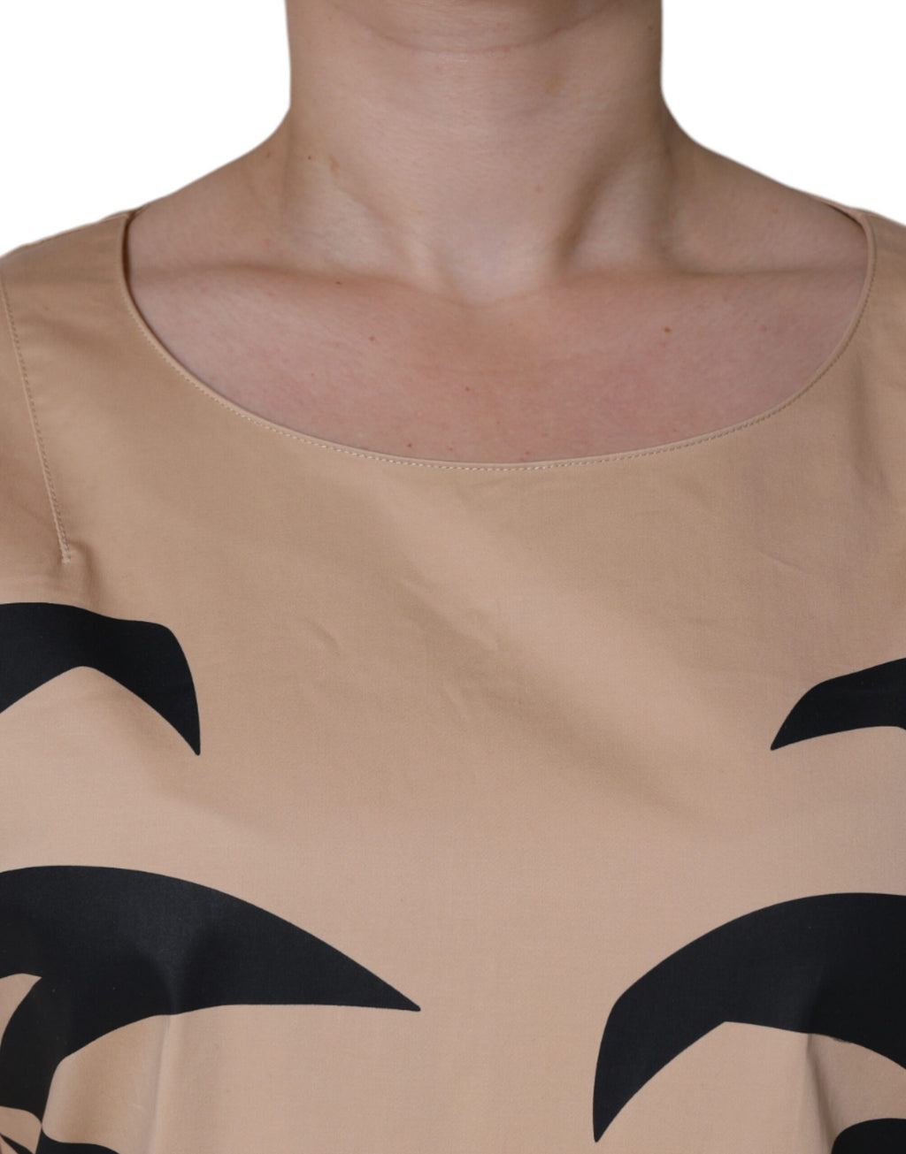 Moschino Beige Cotton Short-Sleeved Knee-Length Dress