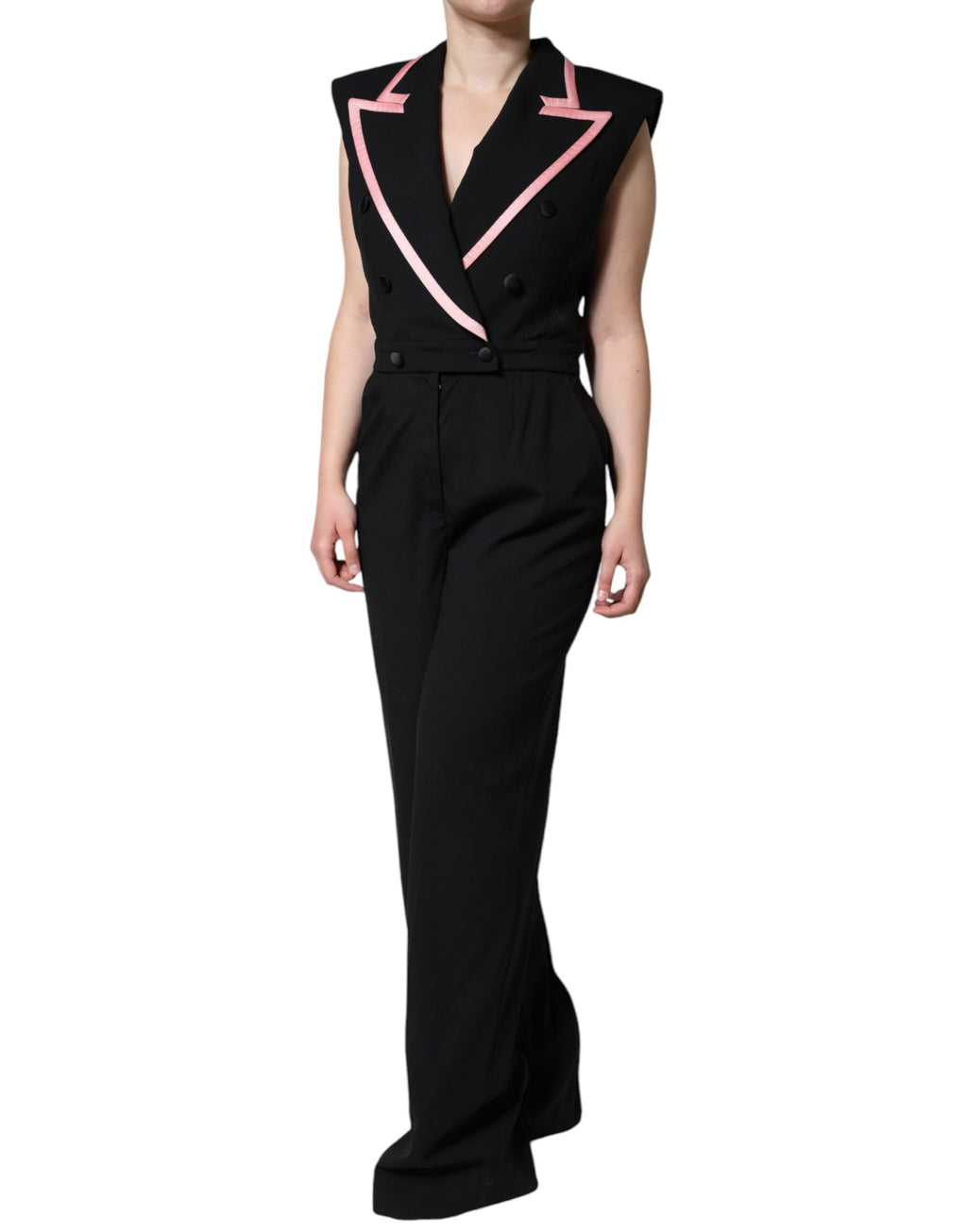 Dolce & Gabbana Black Sleeveless Wool Blend Jumpsuit Dress