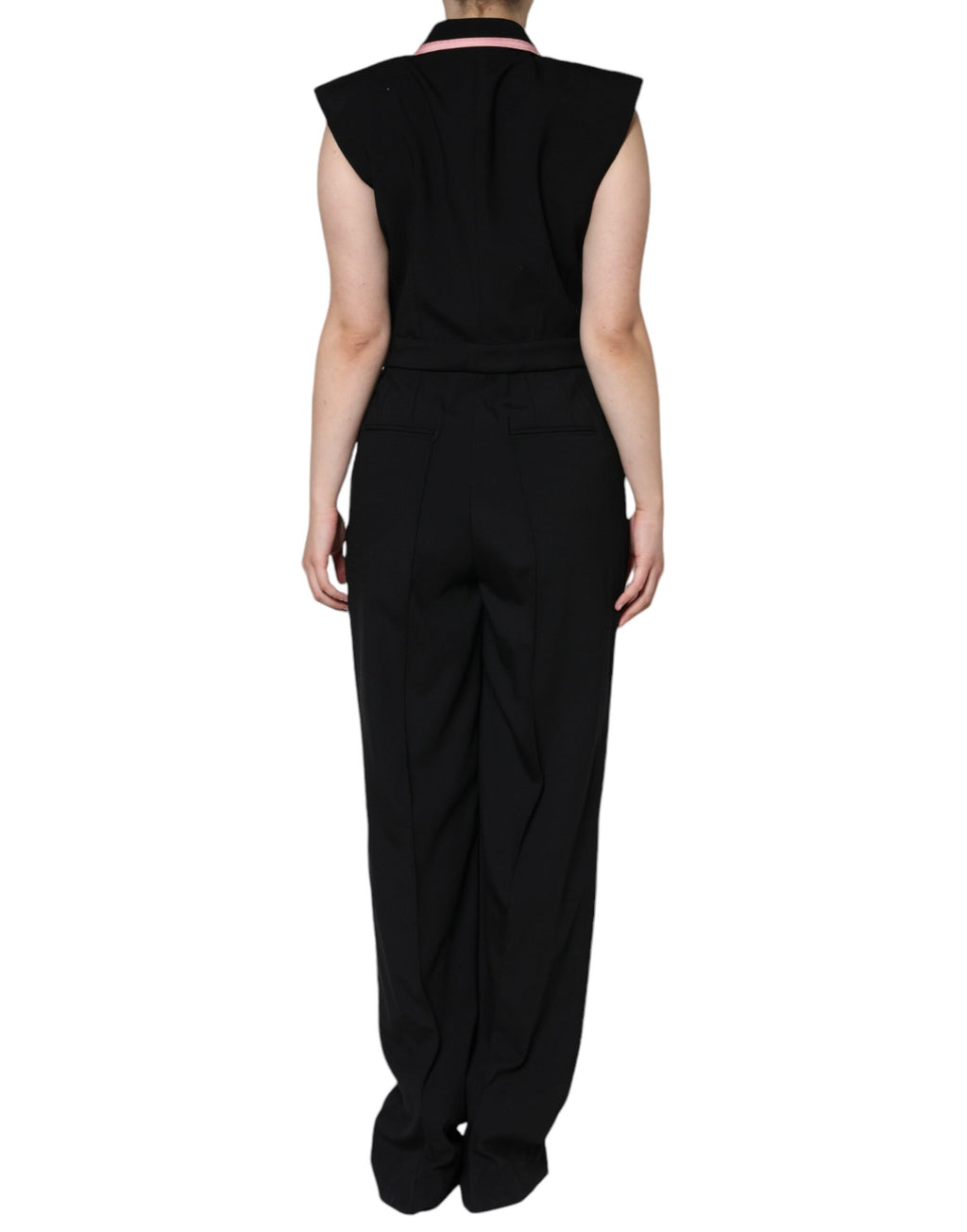 Dolce & Gabbana Black Sleeveless Wool Blend Jumpsuit Dress