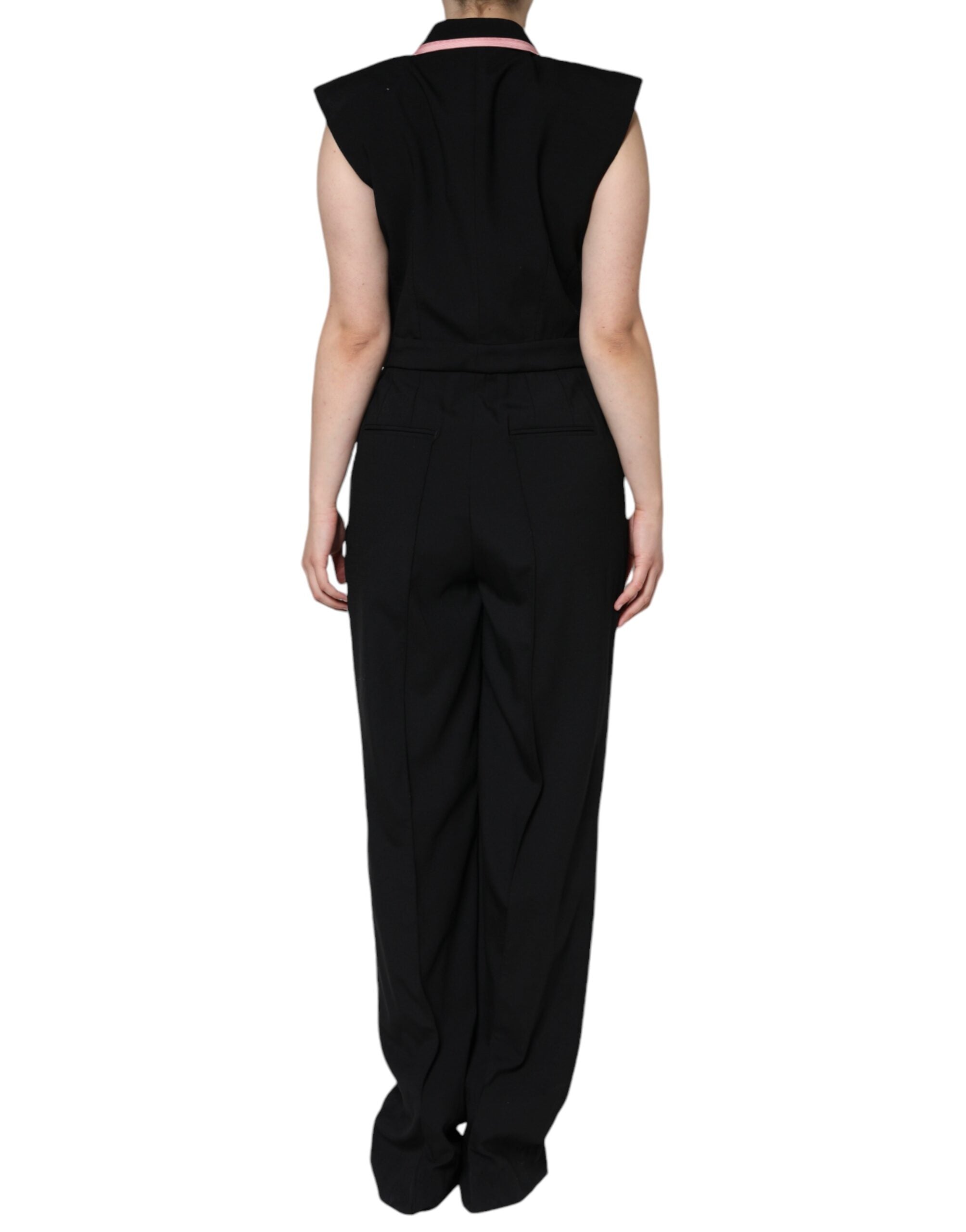 Dolce & Gabbana Black Sleeveless Wool Blend Jumpsuit Dress